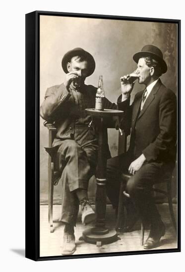 Two Men Drinking Beer-null-Framed Stretched Canvas