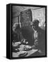 Two Men Eating American Food at a Liverpool Communal Feeding Centre-Hans Wild-Framed Stretched Canvas