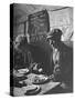 Two Men Eating American Food at a Liverpool Communal Feeding Centre-Hans Wild-Stretched Canvas