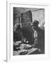 Two Men Eating American Food at a Liverpool Communal Feeding Centre-Hans Wild-Framed Photographic Print