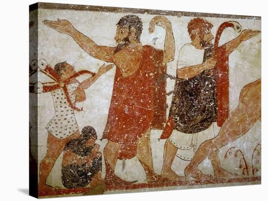 Two Men, from the Tomb of the Augurs, c.530-520 BC-Etruscan-Stretched Canvas