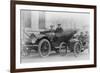 Two Men in a Large Auto are Side by Two Men in a Miniature Auto-null-Framed Premium Giclee Print