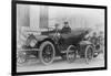 Two Men in a Large Auto are Side by Two Men in a Miniature Auto-null-Framed Art Print