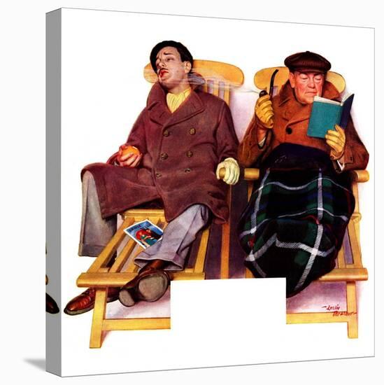 "Two Men in Deck Chairs,"January 16, 1937-Leslie Thrasher-Stretched Canvas