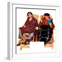 "Two Men in Deck Chairs,"January 16, 1937-Leslie Thrasher-Framed Premium Giclee Print