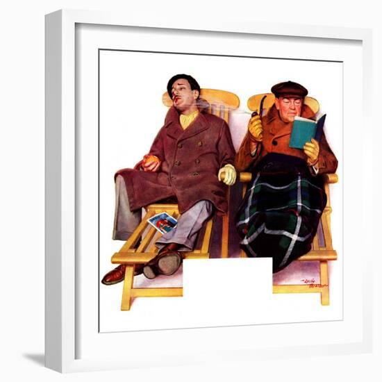 "Two Men in Deck Chairs,"January 16, 1937-Leslie Thrasher-Framed Premium Giclee Print