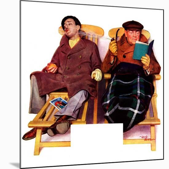 "Two Men in Deck Chairs,"January 16, 1937-Leslie Thrasher-Mounted Giclee Print