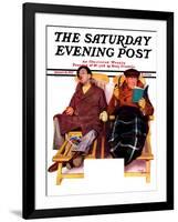 "Two Men in Deck Chairs," Saturday Evening Post Cover, January 16, 1937-Leslie Thrasher-Framed Giclee Print