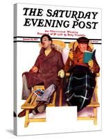 "Two Men in Deck Chairs," Saturday Evening Post Cover, January 16, 1937-Leslie Thrasher-Stretched Canvas
