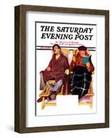 "Two Men in Deck Chairs," Saturday Evening Post Cover, January 16, 1937-Leslie Thrasher-Framed Giclee Print