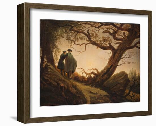 Two Men in the Consideration of the Moon; Zwei Manner in Betrachtung Des Mondes, C.1830-Caspar David Friedrich-Framed Giclee Print