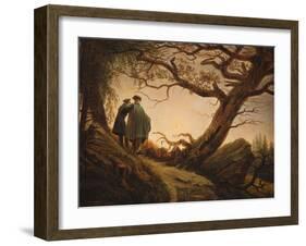 Two Men in the Consideration of the Moon; Zwei Manner in Betrachtung Des Mondes, C.1830-Caspar David Friedrich-Framed Giclee Print