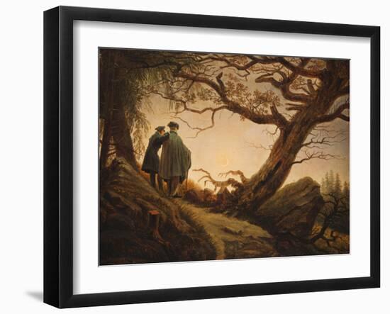 Two Men in the Consideration of the Moon; Zwei Manner in Betrachtung Des Mondes, C.1830-Caspar David Friedrich-Framed Giclee Print