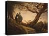 Two Men in the Consideration of the Moon-Caspar David Friedrich-Stretched Canvas