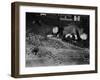 Two Men Lying on the Floor, Constructing a Railroad, at Toy Train Society-Alfred Eisenstaedt-Framed Photographic Print