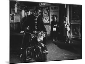 Two Men on a Motorbike in La Dolce Vita-null-Mounted Photographic Print