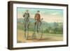 Two Men on Penny-Farthings-null-Framed Art Print