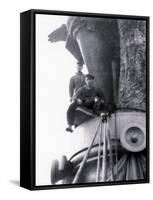 Two Men on William Penn Statue, Philadelphia, Pennsylvania-null-Framed Stretched Canvas