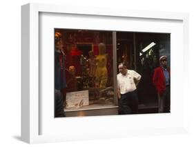 Two Men Outside Goldsmith and Sons Display Equipment, New York, New York, 1960-Walter Sanders-Framed Photographic Print