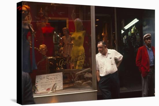 Two Men Outside Goldsmith and Sons Display Equipment, New York, New York, 1960-Walter Sanders-Stretched Canvas