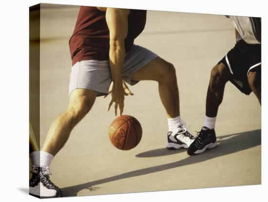 Two Men Playing Basketball-null-Stretched Canvas