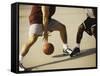 Two Men Playing Basketball-null-Framed Stretched Canvas