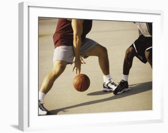 Two Men Playing Basketball-null-Framed Photographic Print