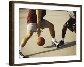 Two Men Playing Basketball-null-Framed Photographic Print