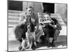 Two Men Playing Two Harmonicas with an English Setter-null-Mounted Photo