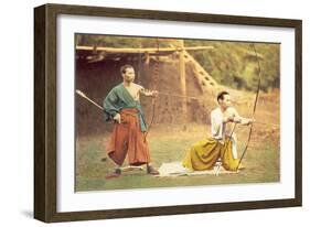 Two Men Practicing Archery-null-Framed Art Print