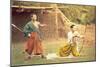 Two Men Practicing Archery-null-Mounted Art Print