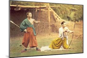 Two Men Practicing Archery-null-Mounted Art Print