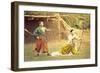Two Men Practicing Archery-null-Framed Premium Giclee Print