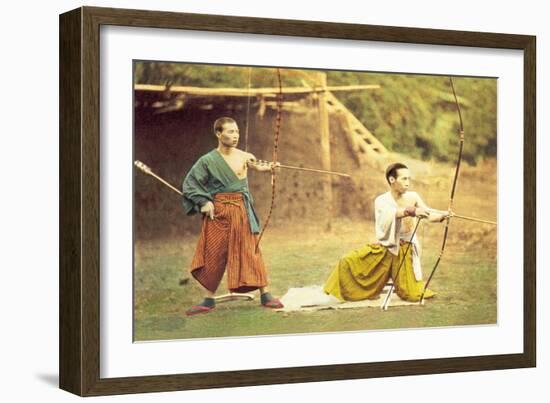 Two Men Practicing Archery-null-Framed Art Print