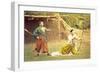 Two Men Practicing Archery-null-Framed Art Print