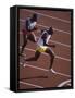 Two Men Racing on a Track-null-Framed Stretched Canvas