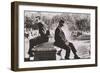 Two Men Sitting Back to Back Near Washington Square Park Fountain, Untitled 9, C.1953-64-Nat Herz-Framed Photographic Print