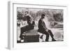 Two Men Sitting Back to Back Near Washington Square Park Fountain, Untitled 9, C.1953-64-Nat Herz-Framed Photographic Print