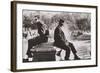 Two Men Sitting Back to Back Near Washington Square Park Fountain, Untitled 9, C.1953-64-Nat Herz-Framed Photographic Print