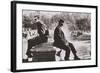 Two Men Sitting Back to Back Near Washington Square Park Fountain, Untitled 9, C.1953-64-Nat Herz-Framed Photographic Print