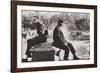 Two Men Sitting Back to Back Near Washington Square Park Fountain, Untitled 9, C.1953-64-Nat Herz-Framed Photographic Print