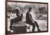 Two Men Sitting Back to Back Near Washington Square Park Fountain, Untitled 9, C.1953-64-Nat Herz-Framed Photographic Print