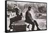 Two Men Sitting Back to Back Near Washington Square Park Fountain, Untitled 9, C.1953-64-Nat Herz-Framed Stretched Canvas