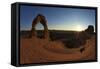 Two Men Sitting, Delicate Arch, Arches National Park, Moab, Utah, United States of America-Peter Barritt-Framed Stretched Canvas