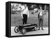 Two Men Standing by a Miniature Sunbeam Pedal Car, 1960S-null-Framed Stretched Canvas