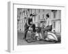 Two Men Talking in Street with Vespa Scooter and Bicycle-Dmitri Kessel-Framed Premium Photographic Print