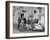 Two Men Talking in Street with Vespa Scooter and Bicycle-Dmitri Kessel-Framed Photographic Print