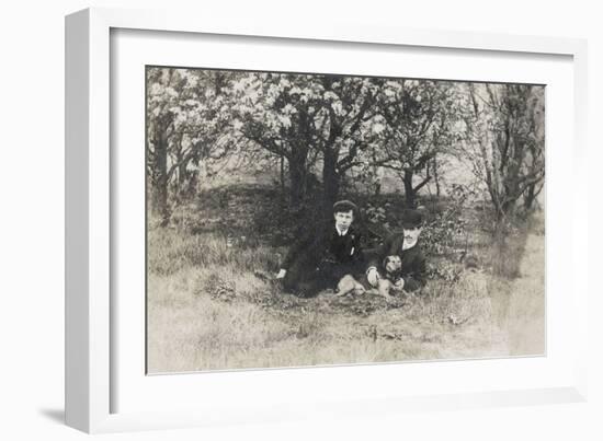 Two Men under a Tree with Dog-null-Framed Photographic Print