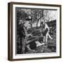 Two Men Using a Crosscut Saw on a Log-null-Framed Photographic Print