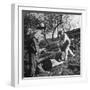 Two Men Using a Crosscut Saw on a Log-null-Framed Photographic Print